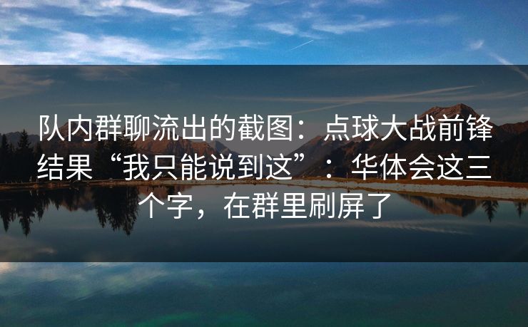队内群聊流出的截图：点球大战前锋结果“我只能说到这”：华体会这三个字，在群里刷屏了