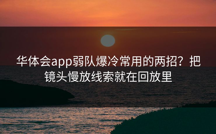 华体会app弱队爆冷常用的两招？把镜头慢放线索就在回放里
